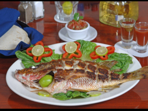 A red snapper lunch on the island